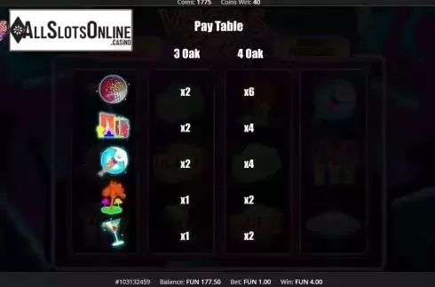 Pay Table screen 2