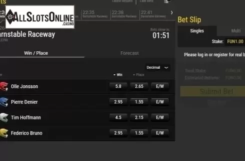 Game Screen 2. Virtual Speedway from 1X2gaming