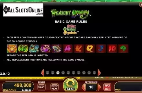 Action stacked symbols screen