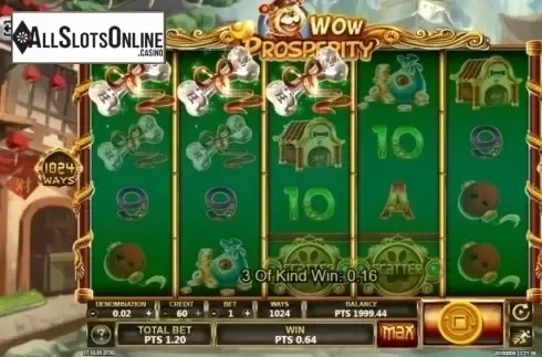 Win screen. Wow Prosperity from Spadegaming