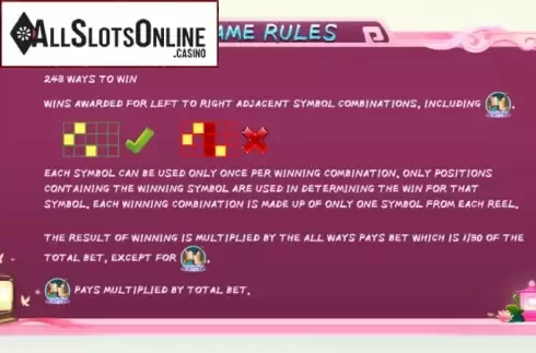 Paytable. Xian Xia from Triple Profits Games