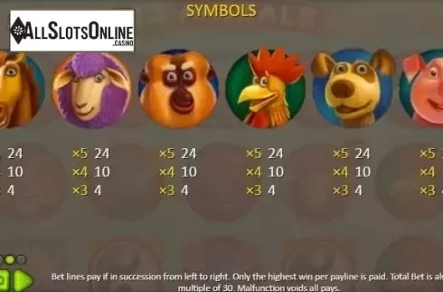 Paytable 4. 12 Animals (Booongo) from Booongo