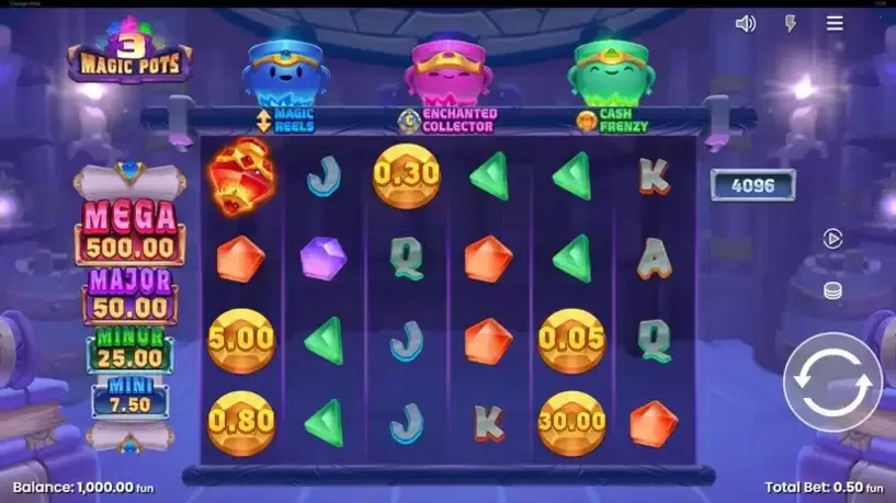 3 Magic Pots slot screenshot
