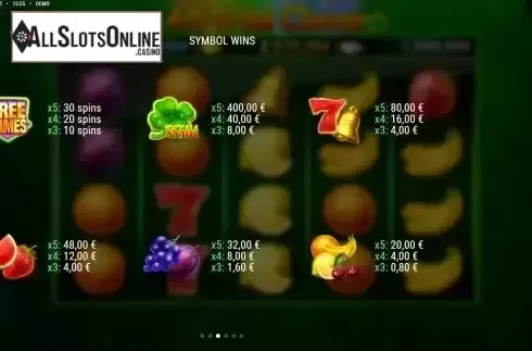 Paytable screen