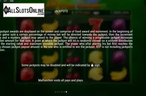Jackpots screen
