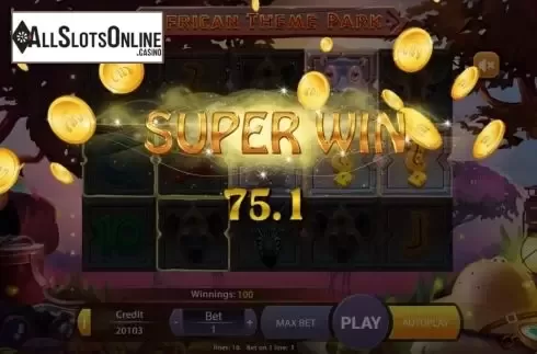 Big win screen. African Theme Park from Mancala Gaming