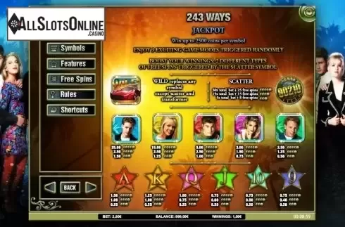 Paytable 1. Beverley Hills 90210 from iSoftBet