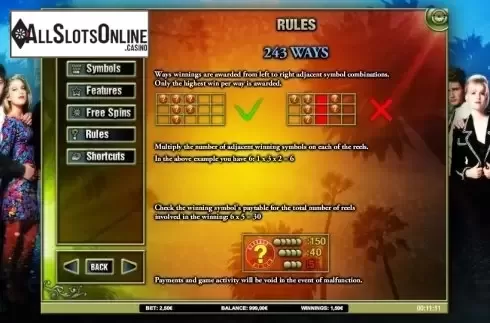 Paytable 4. Beverley Hills 90210 from iSoftBet