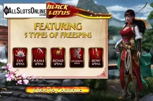 Start Screen. Black Lotus from Bulletproof Games