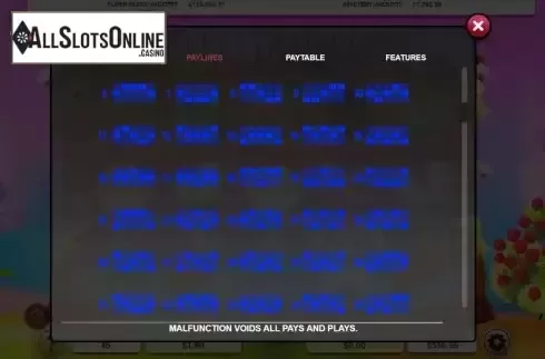 Pay Lines screen