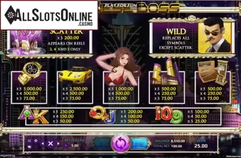 Paytable. Chinese Boss from EAgaming