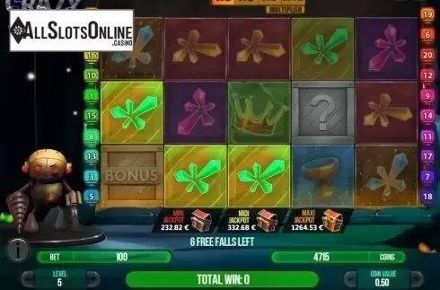 Free Spins Win Screen. Crazy Bot from Fugaso