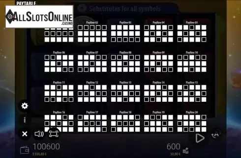 Paylines screen