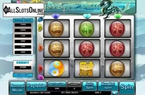 Reels screen. Dragon Ball from Aiwin Games