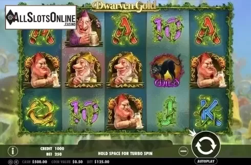 Game Workflow screen. Dwarven Gold from Pragmatic Play