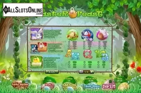 Paytable 1. Easter Feast Slot from GamesOS