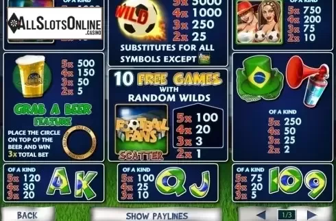 Paytable 1. Football Fans from Playtech