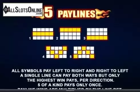 Paylines screen