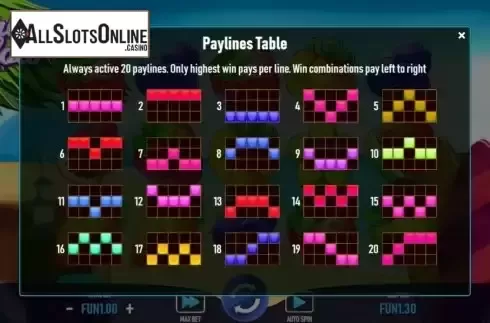 Pay Lines screen