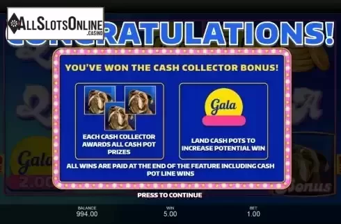 Cash Collector bonus screen