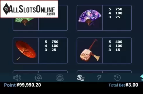 Paytable 2. Geisha (Virtual Tech) from Virtual Tech