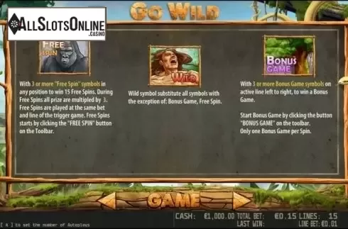 Paytable 2. Go Wild HD from World Match