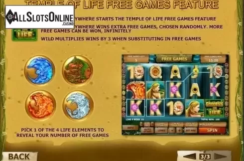 Paytable 3. Goddess of Life from Playtech
