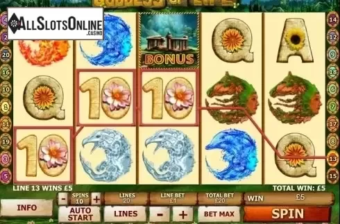 Win screen. Goddess of Life from Playtech