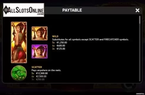 Paytable 1. Immortal Empress from Ruby Play