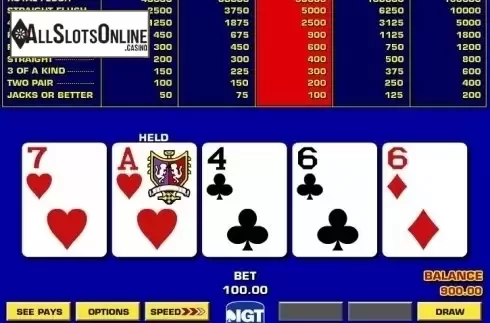 Game Screen 3. Jacks or Better Game King from IGT