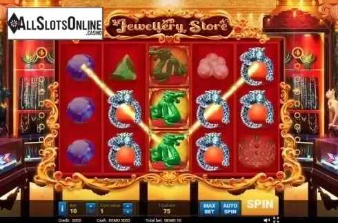 Expanding Wild with Re-spin screen. Jewellery Store from Evoplay Entertainment