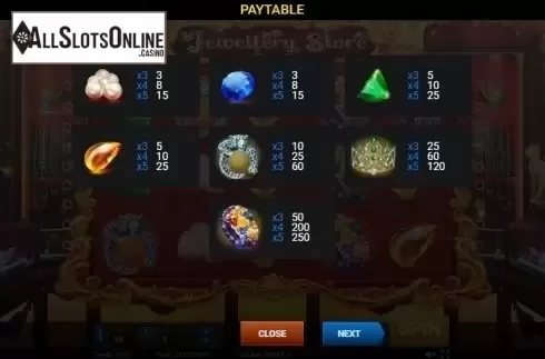 Paytable 1. Jewellery Store from Evoplay Entertainment