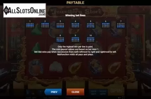 Paytable 3. Jewellery Store from Evoplay Entertainment