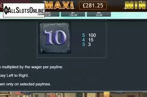 Paytable. Kingdom of Cash Jackpot from Eyecon
