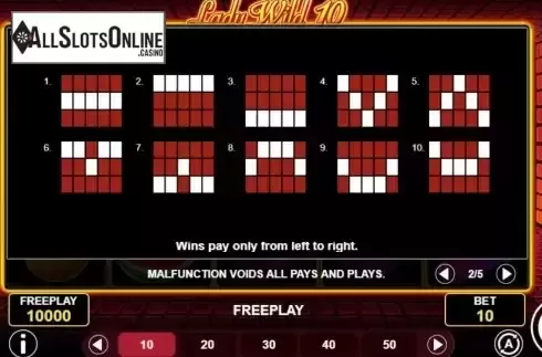 Pay Lines screen