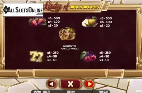 Pay Table screen