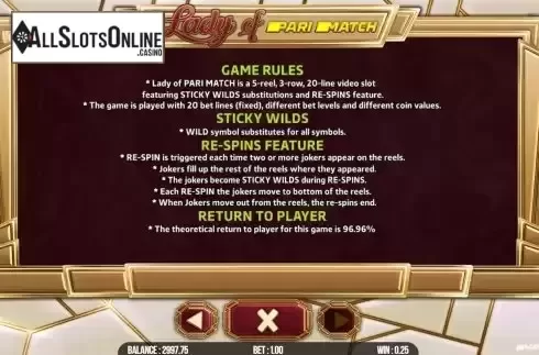 Game Rules screen