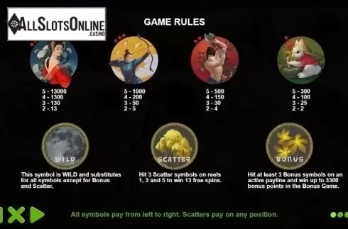 Paytable 1. Lady of the Moon from Pragmatic Play