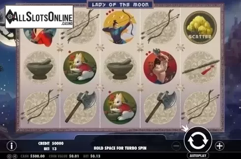 Game Workflow screen. Lady of the Moon from Pragmatic Play