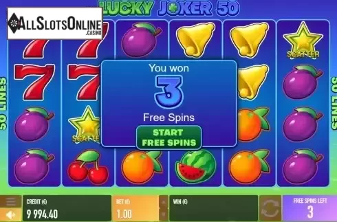 Free Spins screen