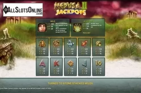 Paytable. Medusa 2 Jackpot from NextGen