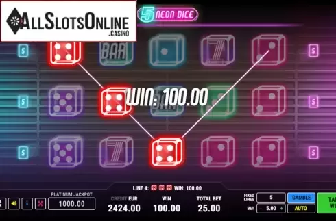 Win screen. Neon Dice 5 from Fazi