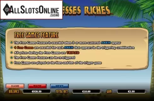 Paytable 3. Ramesses Riches from NextGen
