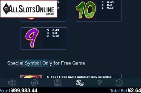 Paytable 3. Rhythm Of Fortune from Virtual Tech