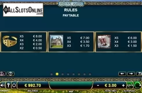 Paytable 2. Sigrids Quest from Aurify Gaming