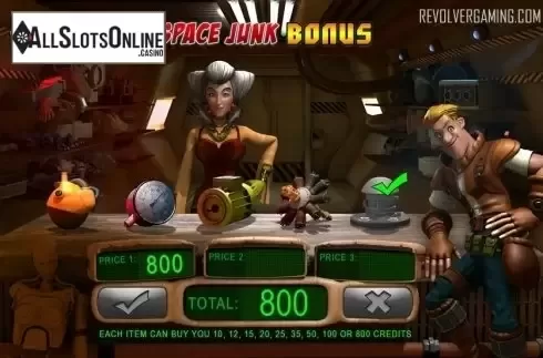 Bonus game screen. Space Traders from Revolver Gaming