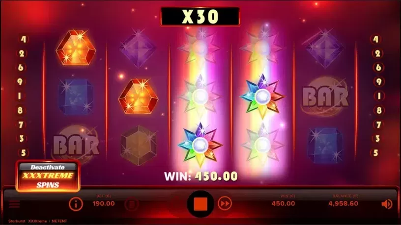 Starburst XXXtreme slot screenshot 4