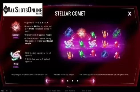 Paytable 1. Stellar from Thunderspin