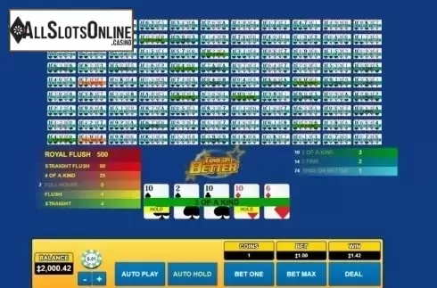 Game Screen. Tens or Better (Habanero) from Habanero