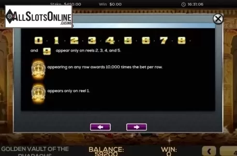 Features 2. The Golden Vault of the Pharaohs from High 5 Games